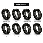 font options for inside engraving on black modern pentathlon rings
