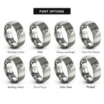 font options for inside engraving on grey modern pentathlon rings