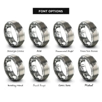 font options for inside engraving on silver modern pentathlon rings