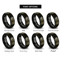 font options for inside engraving on gunmetal & black modern pentathlon rings