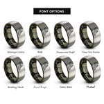 font options for inside engraving on gunmetal & grey modern pentathlon rings