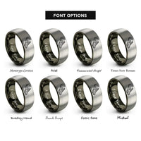 font options for inside engraving on gunmetal & grey modern pentathlon rings