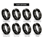 font options for inside engraving on black & gray moka pot rings