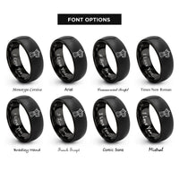 font options for inside engraving on black moka pot rings