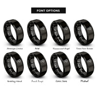 font options for inside engraving on black moka pot rings