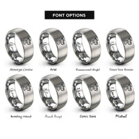 font options for inside engraving on grey moka pot rings