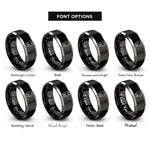font options for inside engraving on black & gray molar tooth rings