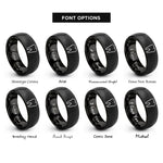 font options for inside engraving on black molar tooth rings