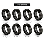 font options for inside engraving on black molar tooth rings