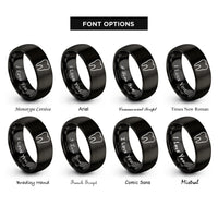 font options for inside engraving on black molar tooth rings