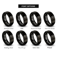 font options for inside engraving on black molar tooth rings