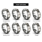 font options for inside engraving on grey molecule ring benzene rings