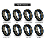 font options for inside engraving on gunmetal & blue molecule ring benzene rings