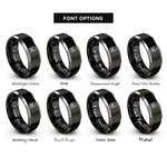 font options for inside engraving on black & gray molle pouch rings