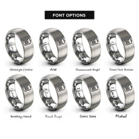 font options for inside engraving on grey molle pouch rings
