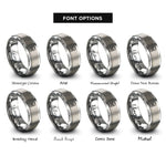 font options for inside engraving on grey molle pouch rings