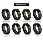 font options for inside engraving on gunmetal & black molle pouch rings