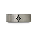 thoughtful presents for mom – blue & grey tungsten audio waveform wedding band