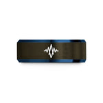 best present ideas mom – gunmetal & blue tungsten audio waveform wedding band