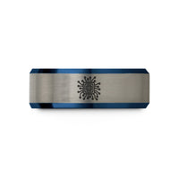 birthday ideas for mom – blue & grey tungsten microchip over traces wedding band