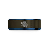 creative birthday presents – gunmetal & blue tungsten microchip over traces wedding band