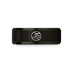 unique presents for her – black tungsten river meander wedding band