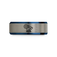personalized presents for mom – black & blue & grey tungsten servo joint wedding band