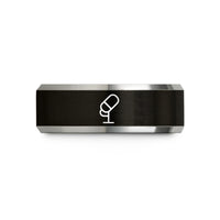 special presents from daughter – black & gray tungsten boom microphone wedding band