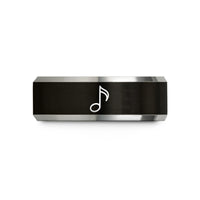 special presents for mom – black & silver tungsten flam quarter note wedding band