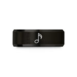 unique presents for her – black tungsten flam quarter note wedding band