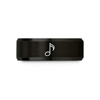 unique presents for her – black tungsten flam quarter note wedding band