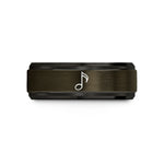 personalized presents for mom – gunmetal & black tungsten flam quarter note wedding band