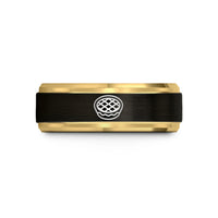 thoughtful presents for mom – black & gold tungsten lattice pie wedding band