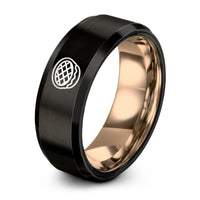 birthday presents for her – black & rose gold tungsten lattice pie ring