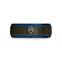 special presents for mothers – gunmetal & blue tungsten map pin icon wedding band