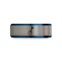 personalized mom birthday ideas – black & blue & grey tungsten avalanche shovel wedding band