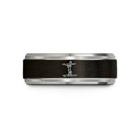 best birthday presents mom – black & blue & grey tungsten surfing lift wedding band