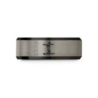 creative presents for her – black & blue & silver tungsten surfing lift wedding band