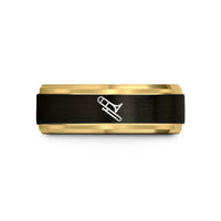 birthday present ideas mom – black & gold tungsten trombone wedding band