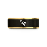 special presents for mom – black & gold tungsten trombone wedding band