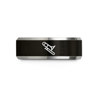 birthday present ideas mom – black & silver tungsten trombone wedding band