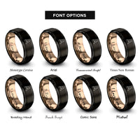 font options for inside engraving on black & rose gold mom rings