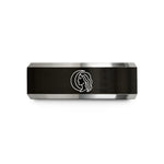 unique presents for her – black & grey tungsten lullaby crescent wedding band
