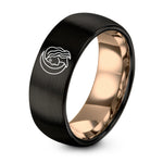 Mom Gifts Best Friend – black & rose gold tungsten lullaby crescent ring