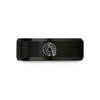 personalized presents for mom – black tungsten lullaby crescent wedding band