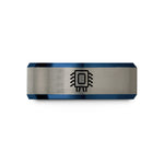 best friend mom presents – blue & silver tungsten soic package wedding band