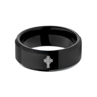 special birthday presents – black tungsten celtic cross knot wedding band