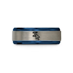 holiday presents for women – blue & grey tungsten i-beam cursor wedding band