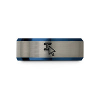 personalized present ideas mom – blue & silver tungsten i-beam cursor wedding band