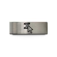 personalized present ideas mom – blue & gray tungsten i-beam cursor wedding band